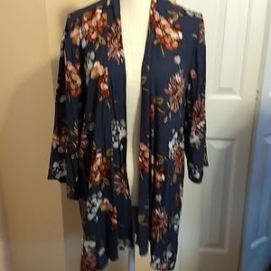 NWT Smokey blue floral kimono cover up